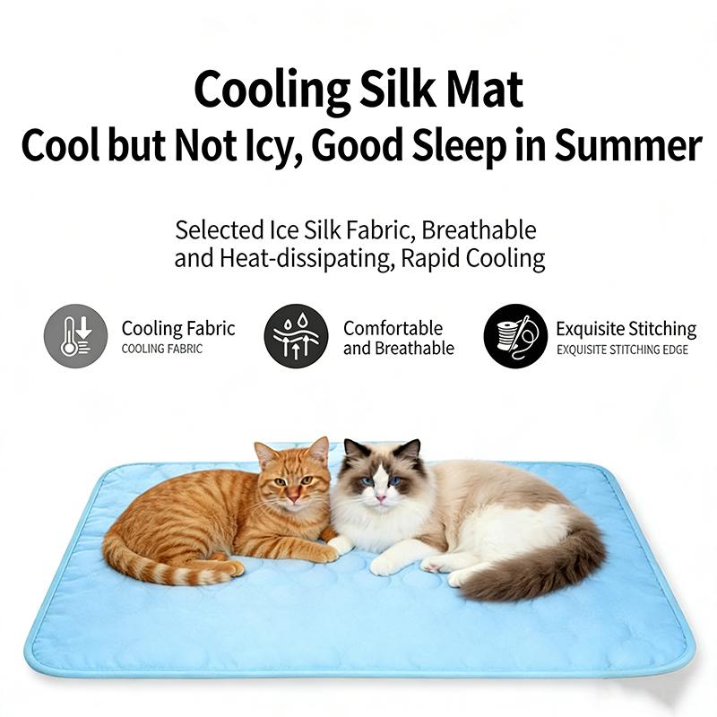 Pet Ice Silk Cooling Mat Summer Breathable Dog Bed Non-slip Washable Cooling Pad For Dogs Cats Puppies Kittens