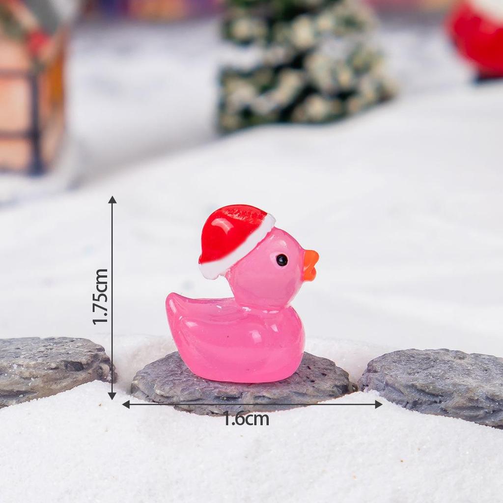 Mini Luminous Christmas Duckling Ornament – Cartoon Resin Decorative Craft