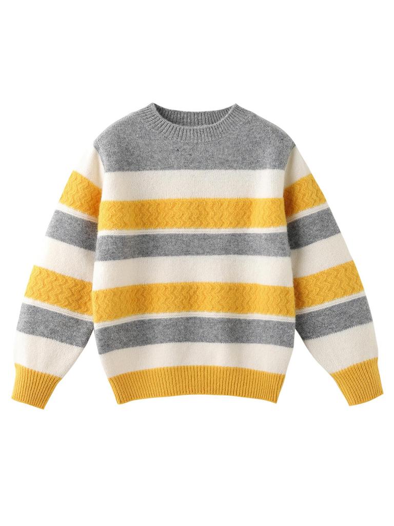Striped Wool Sweater for Kids - Unisex Knitwear for Boys & Girls, Perfect for Autumn & Winter, Korean Style Pullover, Parent-Child Option Available