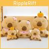 Cute Cherry Blossom Orange Capybara With Scarf Cartoon Animal Doll Plush