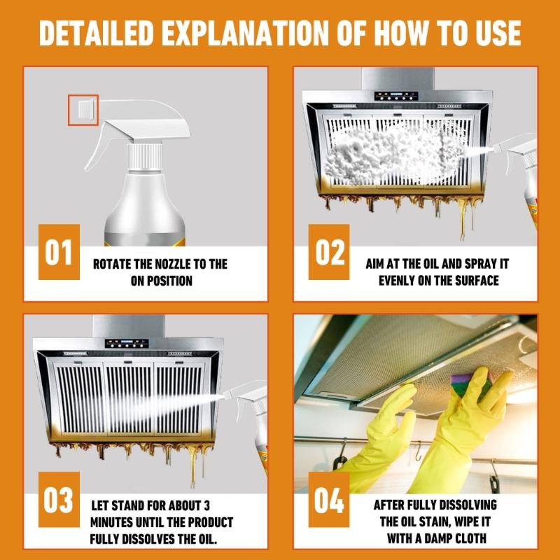 3pcs 60ml Kitchen Cleaner Range Hood Oil Stain Cleaner Multifunctional Cleaning Agent Supplies Kitchen Supplies