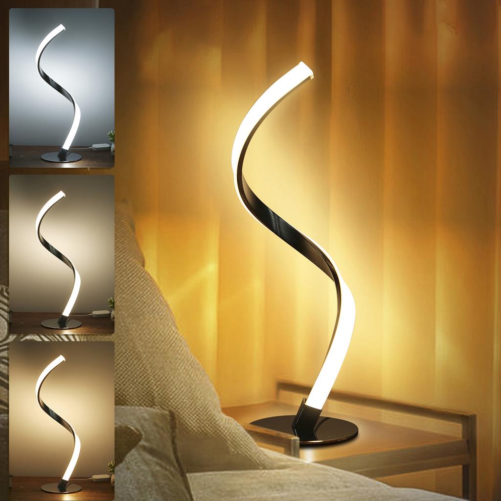 Spiral LED Table Light Dimmable 3 Lighting Colors Bedside Desk Lamp Nightstand Lamp for Bedroom Living Room Office