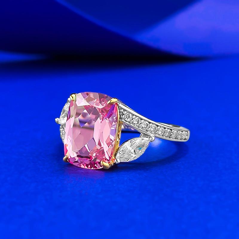 Romantic Pink Gang 8 * 11Mm Fat Square Ring Female Mingyuan Wind