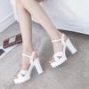 Sandals Women's Summer New Korean Version of High-heeled Sandals One-word Buckle Fashion Thick-heeled Women's Sandals