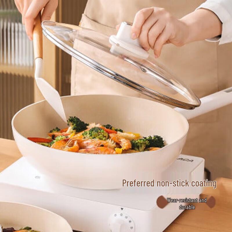 Deslon Maifan Stone Non-stick Wok with Lid, 30cm