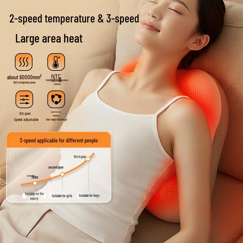YunKangBao Heated Multi-function Back & Neck Massage Cushion CN Plug (adapter Included)