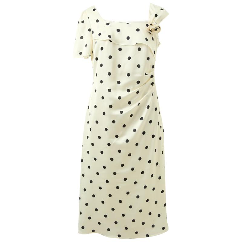 Plus Size French Polka Dot Off-Shoulder A-Line Dress XXXL