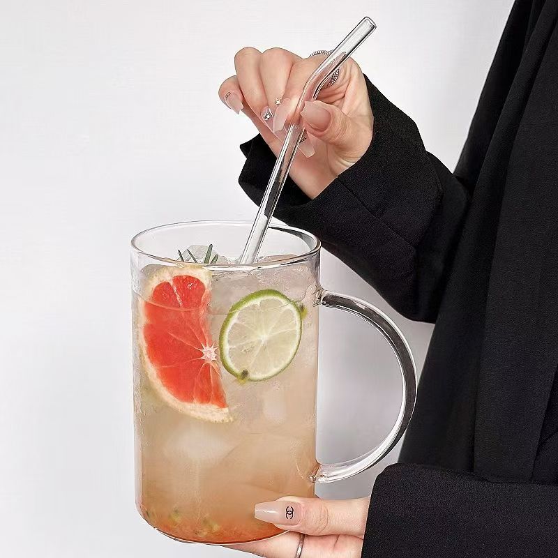 1000ML Glass Cup Large Capacity Drinkware with Handle High Temperature Resistance Water Cup Glass Juice Milk Bottle Kitchenware