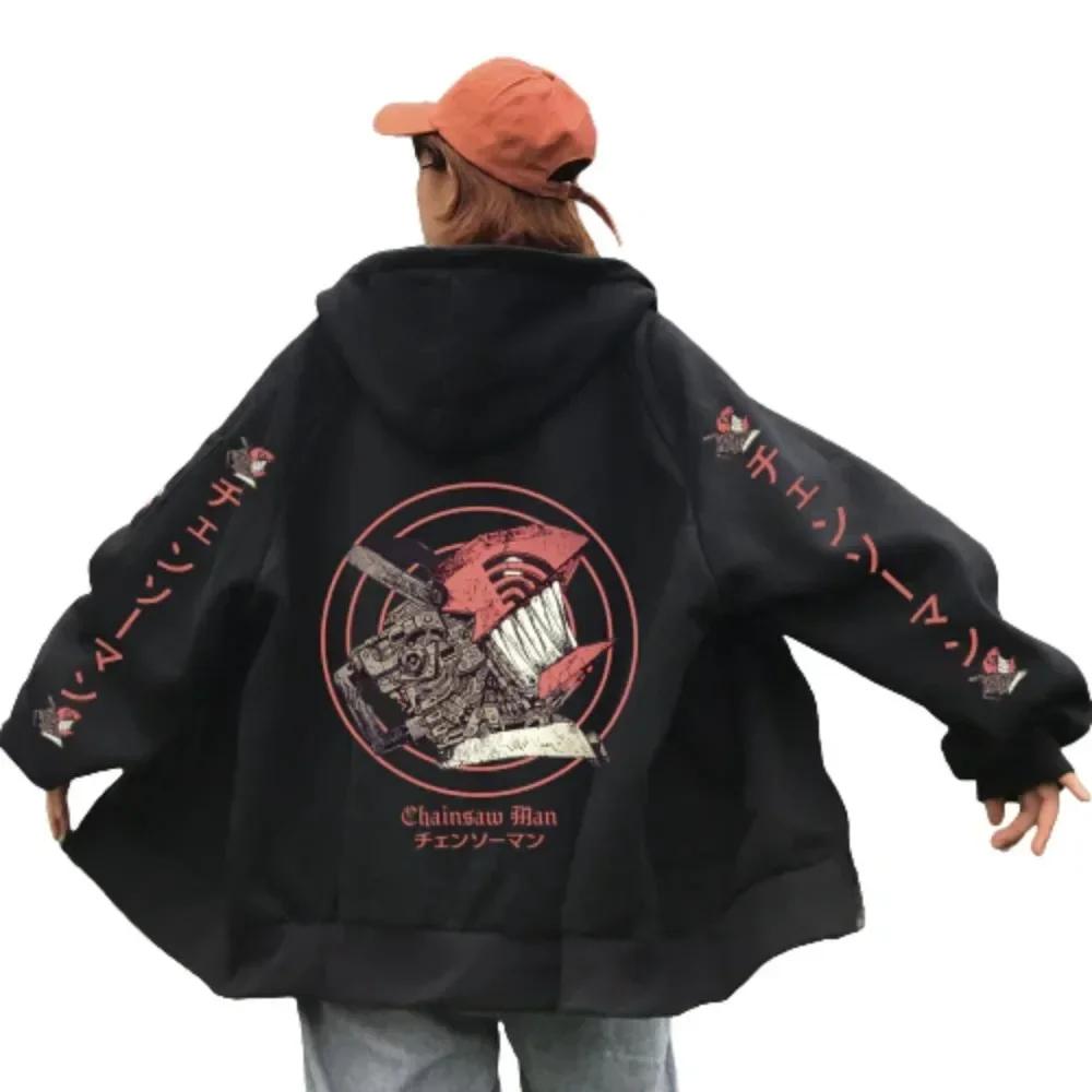 Uomo e Donna Felpa con Zip e Cappuccio Chainsaw Man Maglione Giacca a Manica Lunga Pochita Anime Primavera e Autunno Top Inverno