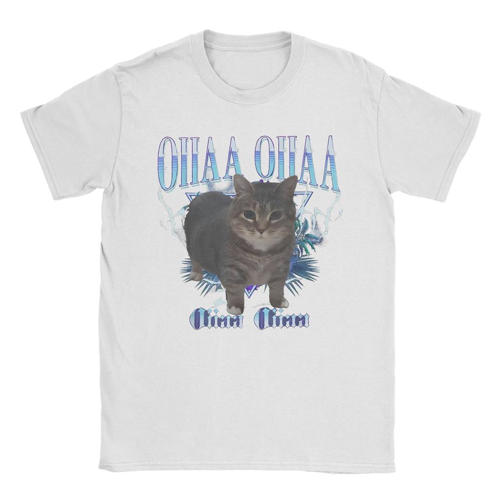 Men's OIIAA OIIAA Funny Spinning Cat Meme T Shirts Humor Brainrot Cotton Merch Awesome Short Sleeve Crew Neck Tees Gift T-Shirts