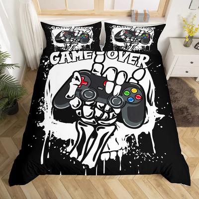 Gaming-Bettbezug-Set, Gamer-Zimmerdekor für Jungen, Kinder und Teenager, Videospiele, Zwillingsbettwäsche-Set, Mikrofaser, Gamepad, Let's Play-Bettbezug