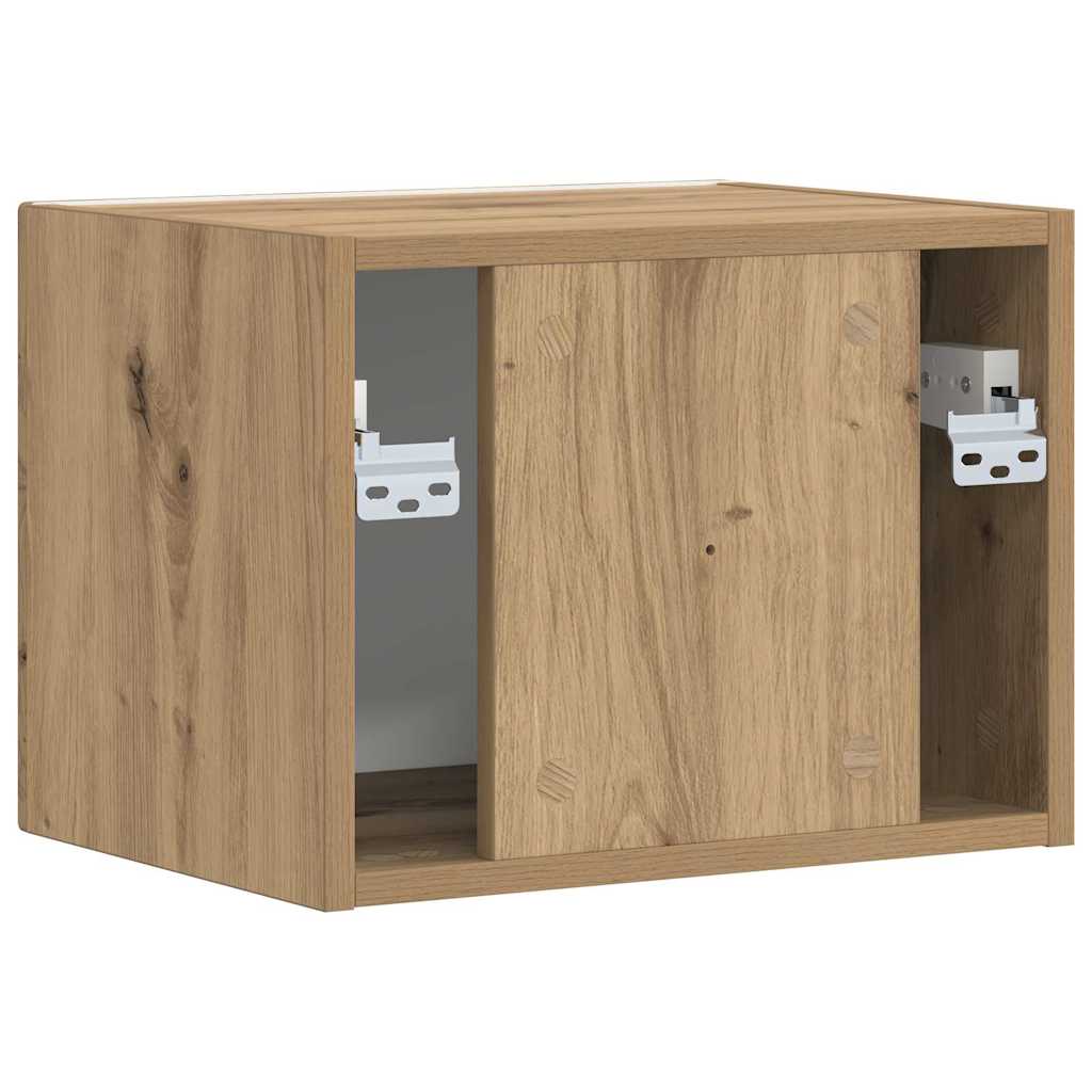 Wall Mounted TV Cabinet Rustic Oak Design 39 X 31 X 29.5 Cm