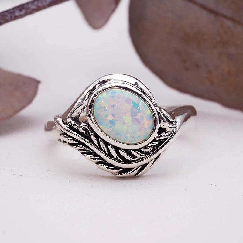CAOSHI Retro Style Oval Imitation Opal Ring Lady Vintage Party Statement Jewelry for Women Eye Shape Design Finger Accessories