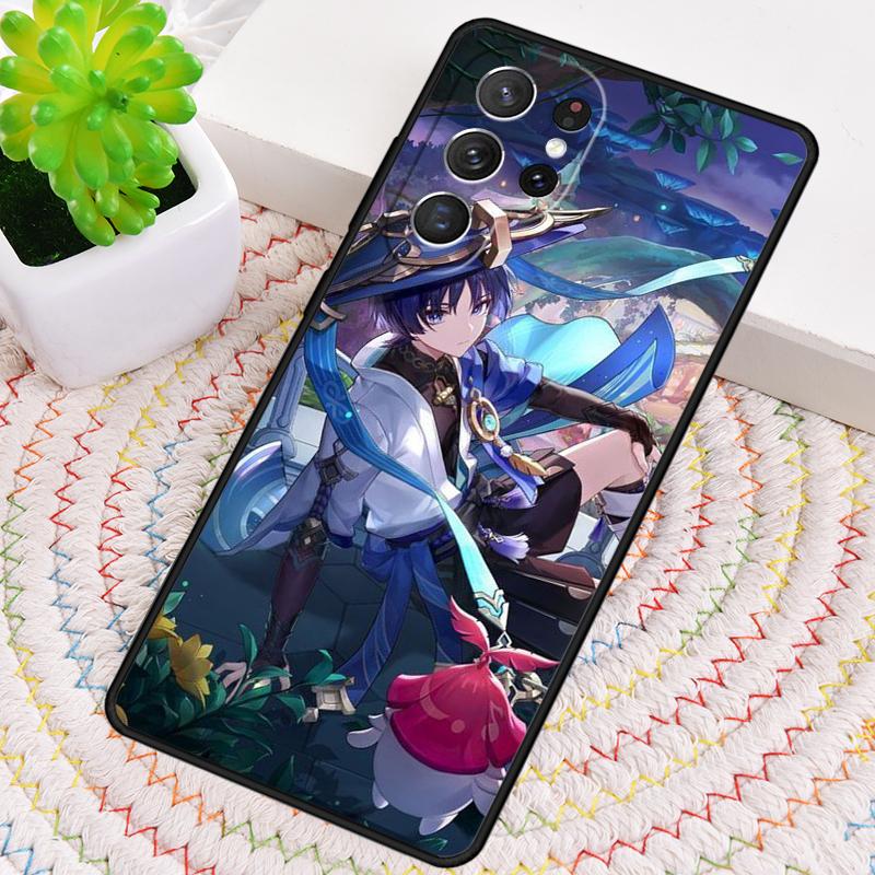 Genshin Impact Scaramouche soft Silicone Phone Case For Samsung Galaxy note 10 pro S26 S24 S23 S22 S21 Plus S25Ultra Capa Cover