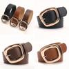 Womens Trapezoid Buckle Leather Belt With Alloy Pin Closure For Casual And Office Wear