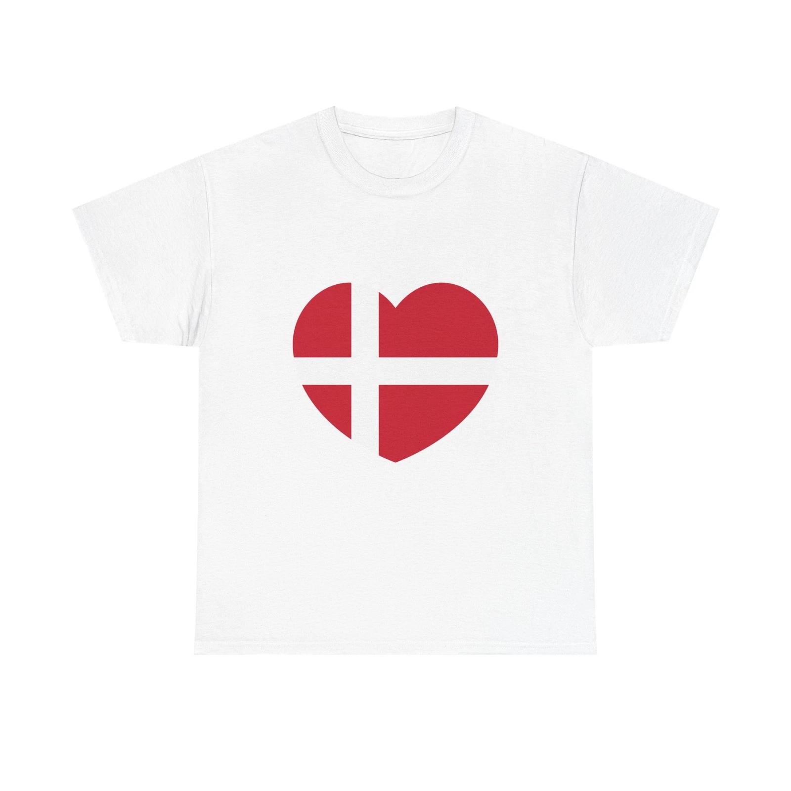 Heart Flag of Denmark - T shirt 2XL