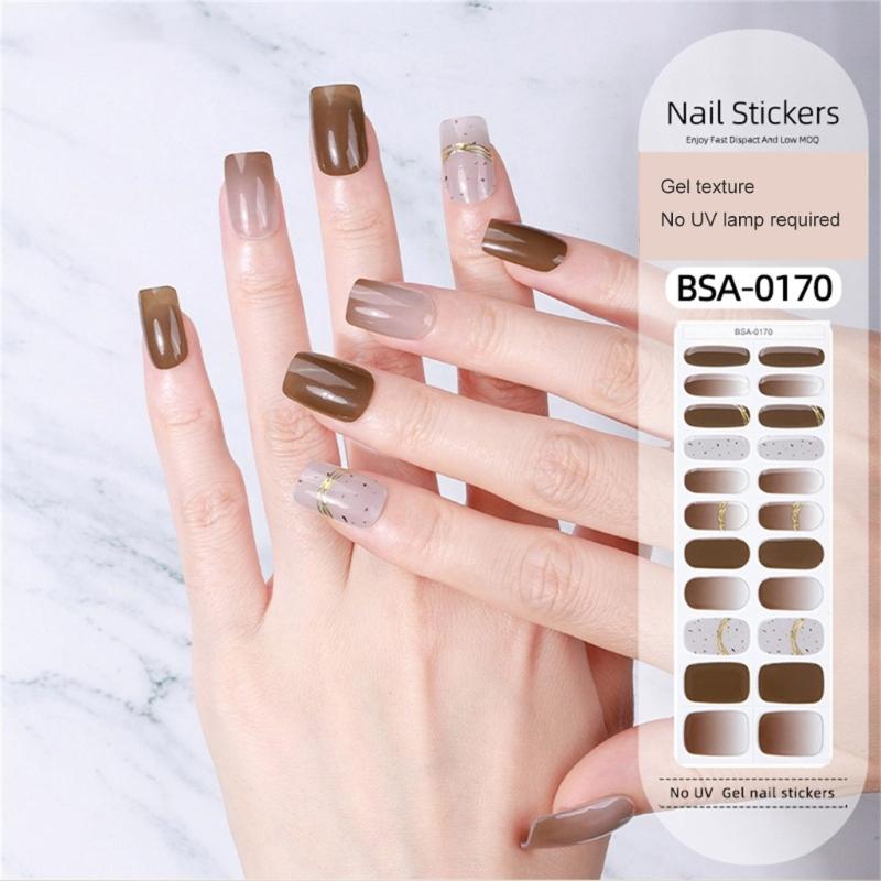 Gel Nail Stickers Full Cover Self Adhesive French Nail Strips Christmas Style Nail Wraps for DIY Manicure Home or Salon