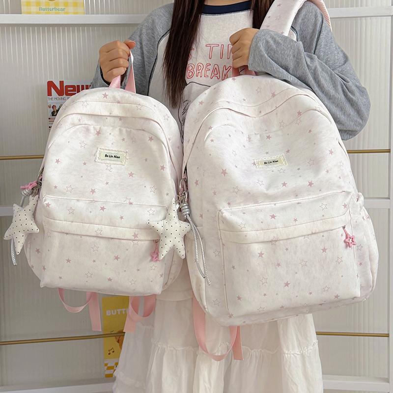 Schoolbag New Backpack Simple Embroidery Messenger Bag Large Capacity Student Schoolbag Lightweight Multi-layer College Student Computer Bag