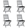 Day and Night - Day and Night Folding Garden Chairs 4 Pcs Cushions Solid Acacia Wood