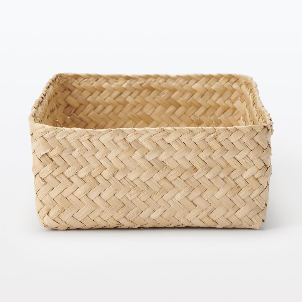 MUJI Seagrass Wickerwork Organizer 15cm W X 25cm D X 7cm 83411923 Basket, Medium, Rectangular, Approx. H,