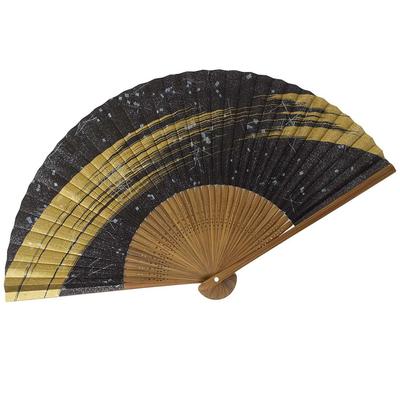 Kimono gemalt hergestellt aus geschnitztem Karaki Kasumi [Stilvolles Iroha] Hochwertiger Fächer, Japan, Holz, parfümiert, schwarz, 506