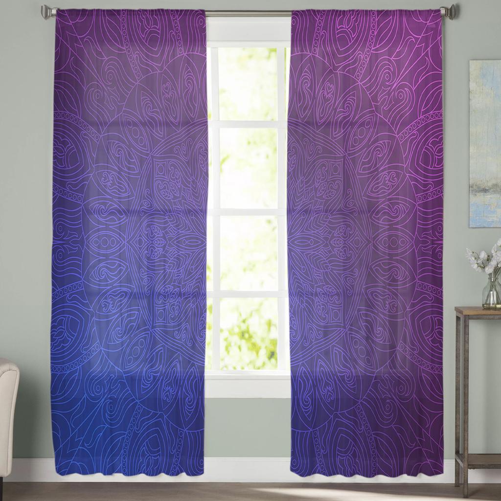 Mandala Window Treatment Tulle Modern Sheer Curtains for Kitchen Living Room the Bedroom Curtains Decoration