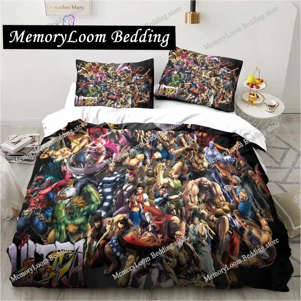 3D Printing Trendy Soft Street Fighter Game Bedding Set Duvet Cover Pillowcase Comforter King/Queen Size Boys Adult Bed Set
