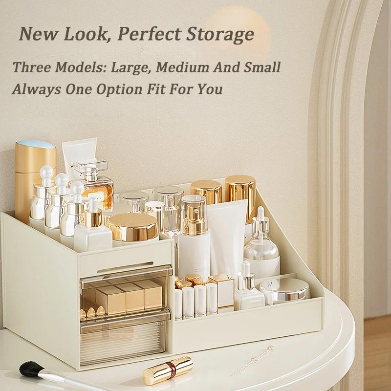 1PC Clear Cosmetic Organizer with Drawer Countertop Storage for Cosmetics Lotion Lipstick Ideal for Dressers Bathrooms
