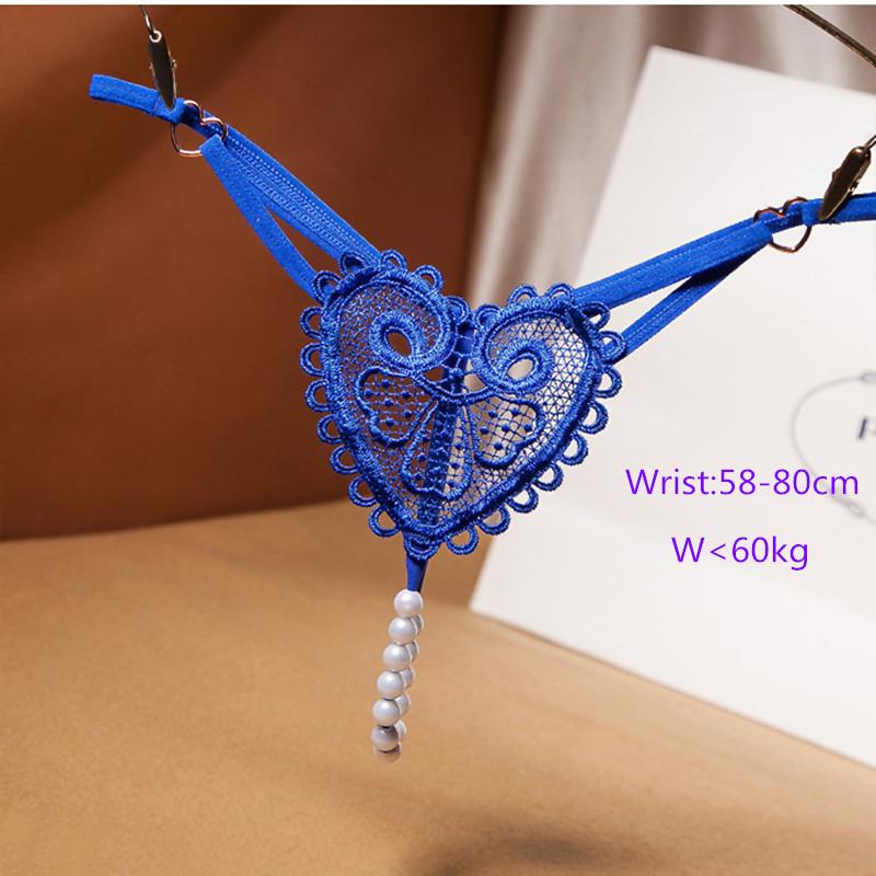 Adults Games Sex Toys of Lace Thongs G String Panties with Sexy Pearl Massaging Bead Crotchless T-back for Fetish Lingerie Flirt