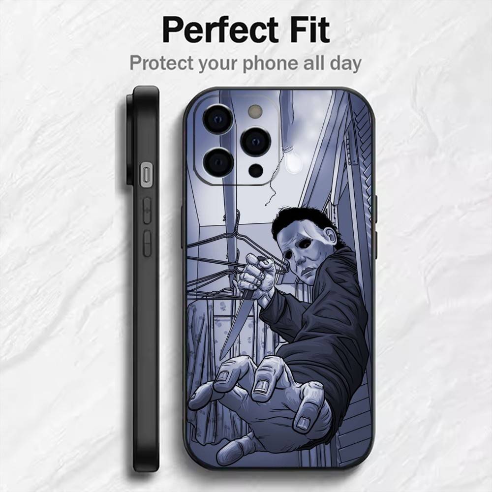 Terrifying M-Michael M-Myers Phone Case For iPhone17,16,15,14,13,12 Plus,Max Soft Silicone Black Cover
