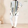 Women Plus Size Round Neck Long Sleeve Red White Blue Flag Printed Longline Top Fitted Pants Two Piece Set