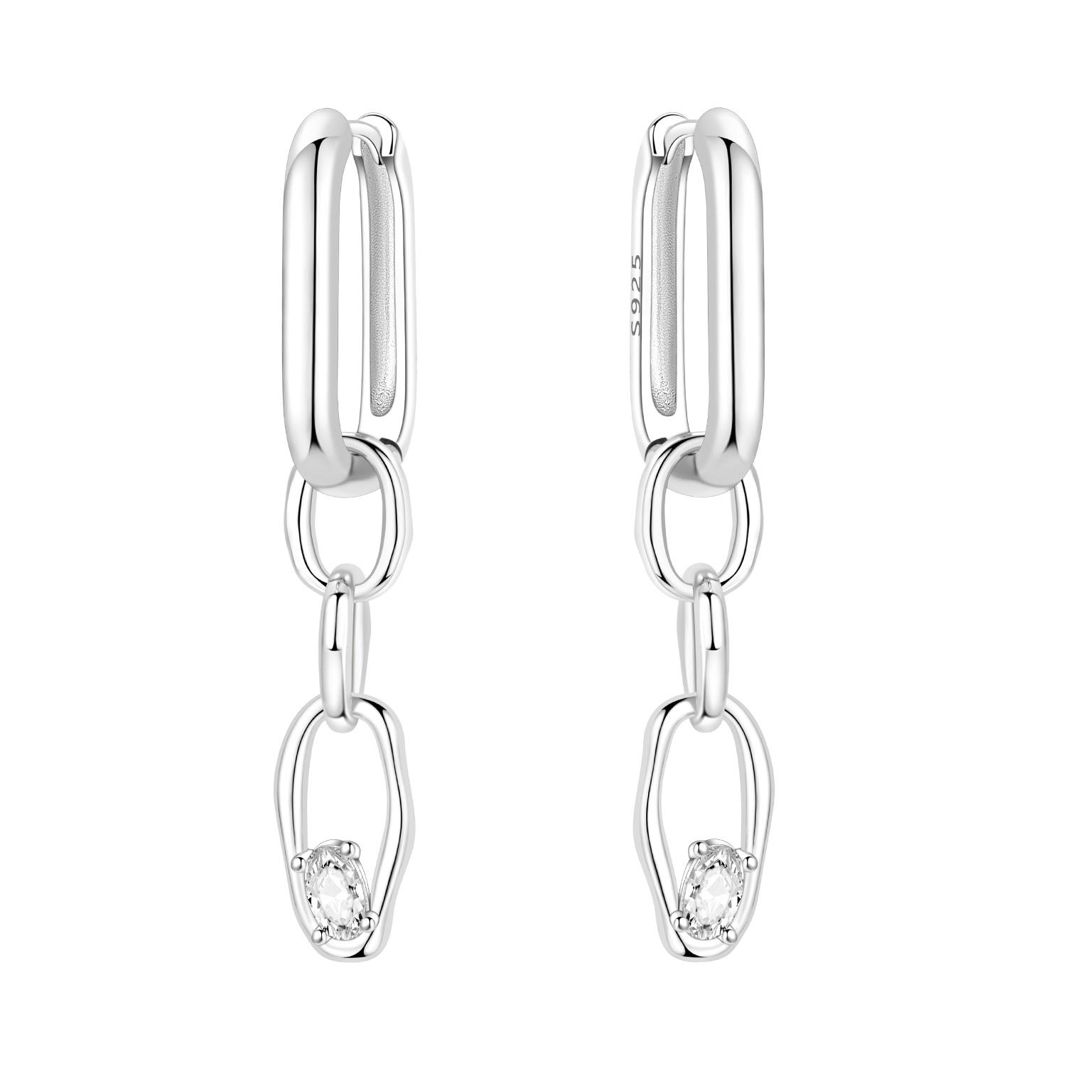 

925 Silver Chain Style Minimalist Design Drop Earrings Women Earrings Charm Fashion Versatile Party Jewelry Gift