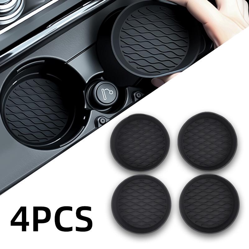 Silicone Non-Slip Car Coaster: Spill-Proof Round Cup Holder Mat