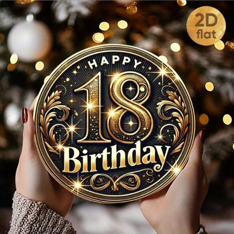 18th Birthday Gold Floral Metal Sign 8x8 Inch Home Cafe Decor Gift