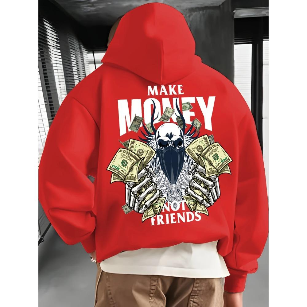 Fashion Men and Women's Autumn Hooded Sweatshirt Make MONEY NOT FRIENDS Printed Hoodies Outdoor Street Sweatshirts Top