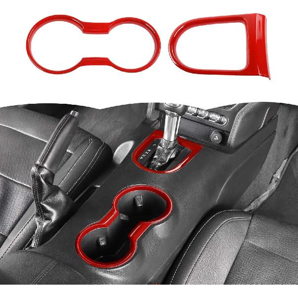 

RT-TCZ Cup Holder Cover Gear Shift Frame Cover Trim Kit Decor Interior Accessories for Ford Mustang 2015-2023 (Black Carbon Fiber) красный