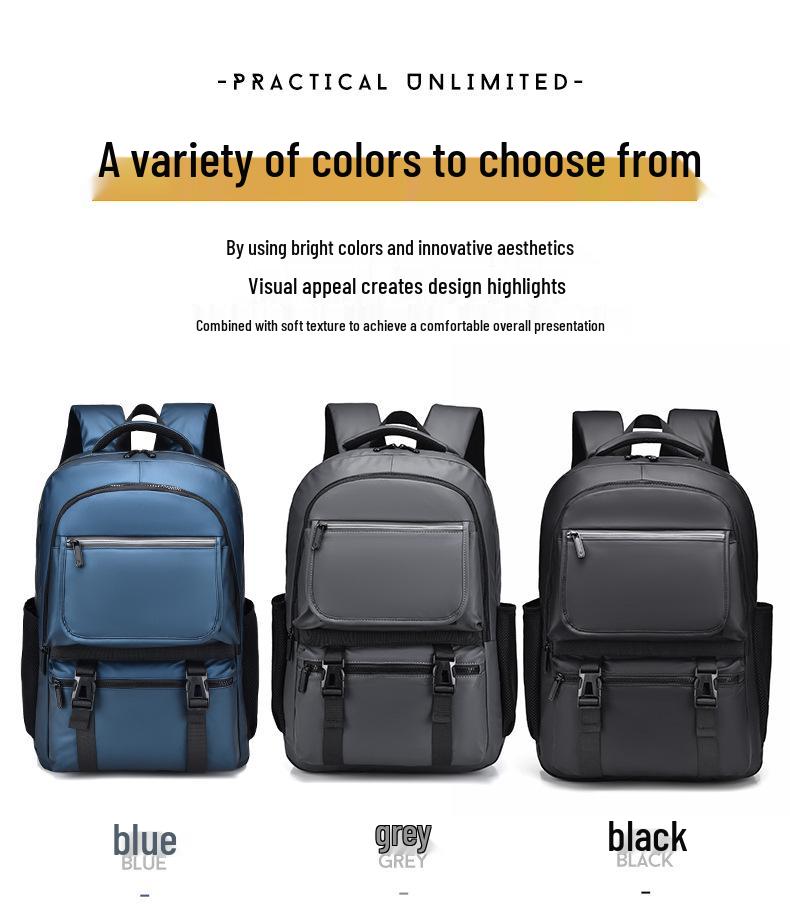 Men's Large Capacity Multifunctional Business Backpack - Nylon, Simple Design for Commuting