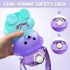 Bear Water Bottle 23 Oz Cute Water Bottle with Straw and Adjustable Strap Leakproof Lightweight BPA Free for Outdoor Portability