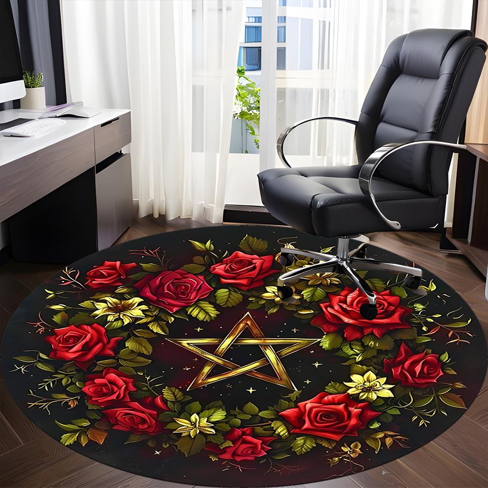 1pc Floral Star Decoration Chair Carpet for Office, Soft Comfortable Mat For Office, Living Room, Bedroom, Machine Washable Carpet yy251112044