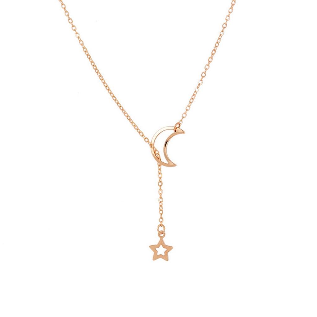 Moon Star Necklace for Women Minimalist Ins Style Clavicle Chain Short Necklace, Elegant Simple Fashion Trend Choker Necklace Jewelry