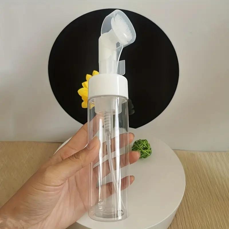 100ml Soap Foaming Bottle Plastic Facial Cleanser Mousse Pump Dispenser with Silicone Brush Head Refillable Bottle for Shampoo