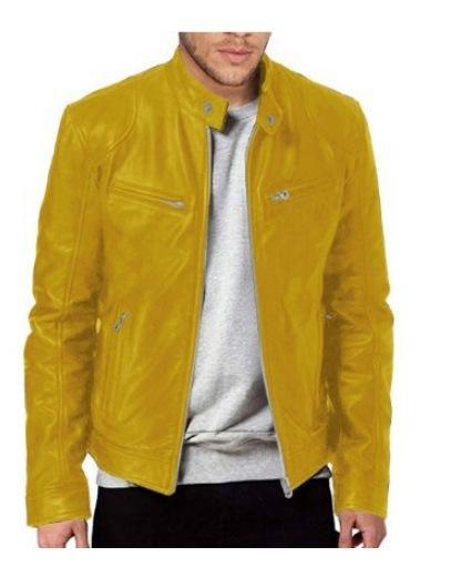 Southern winter warm button fashion domineering locomotive men's multi-pocket PU jacket stand-up neck zipper cardigan leather jacket