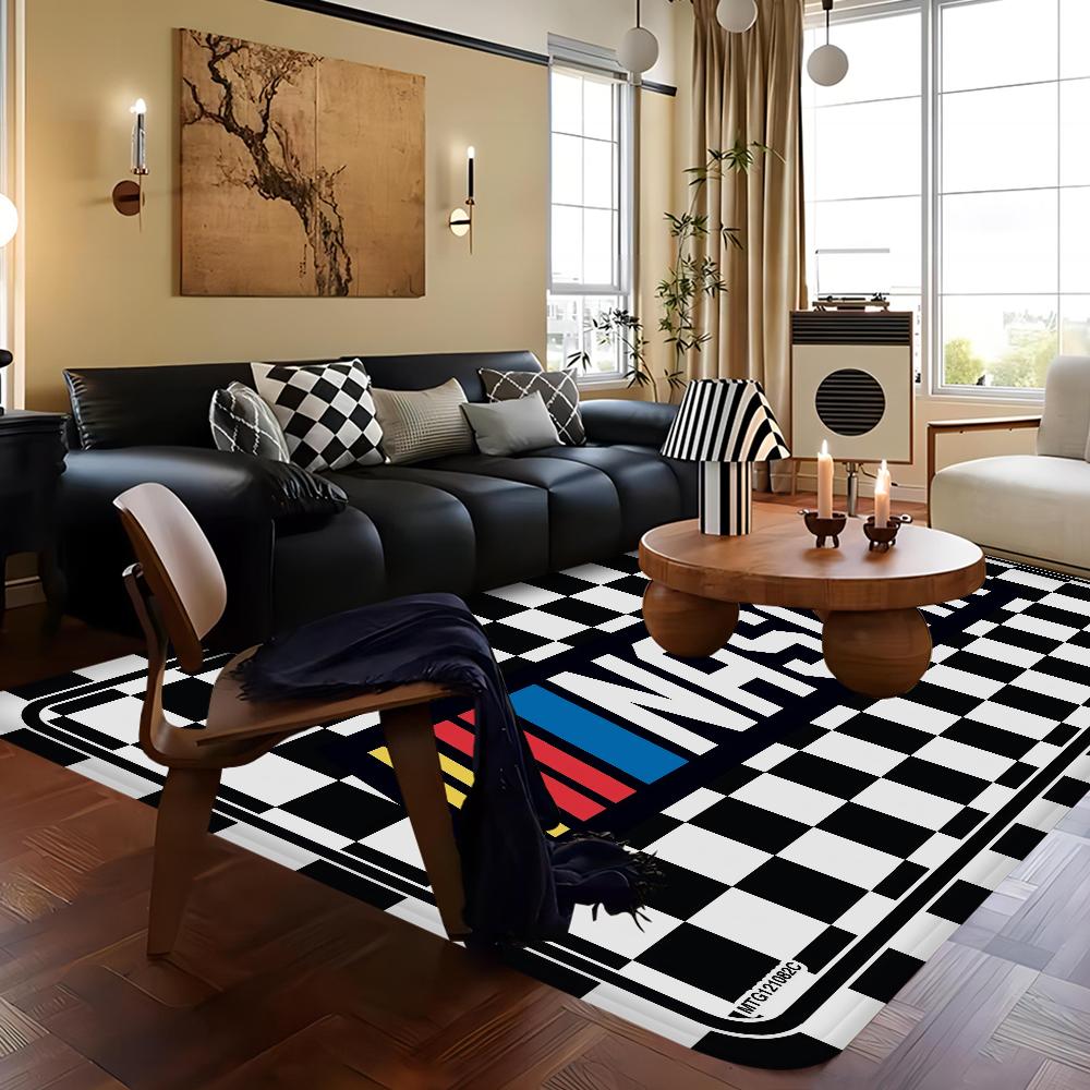 N-NASCARS Racing Car Hallway Carpet Non-Slip Laundry Room Mat Laundry Decor Balcony Child Living Room Toilet Rug