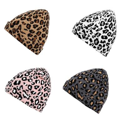 Vintage Wool Hat Leopard-print Knitted Hat Ear Protect Warm Autumn Winter for Boys Girls Xmas Halloween New Year Party