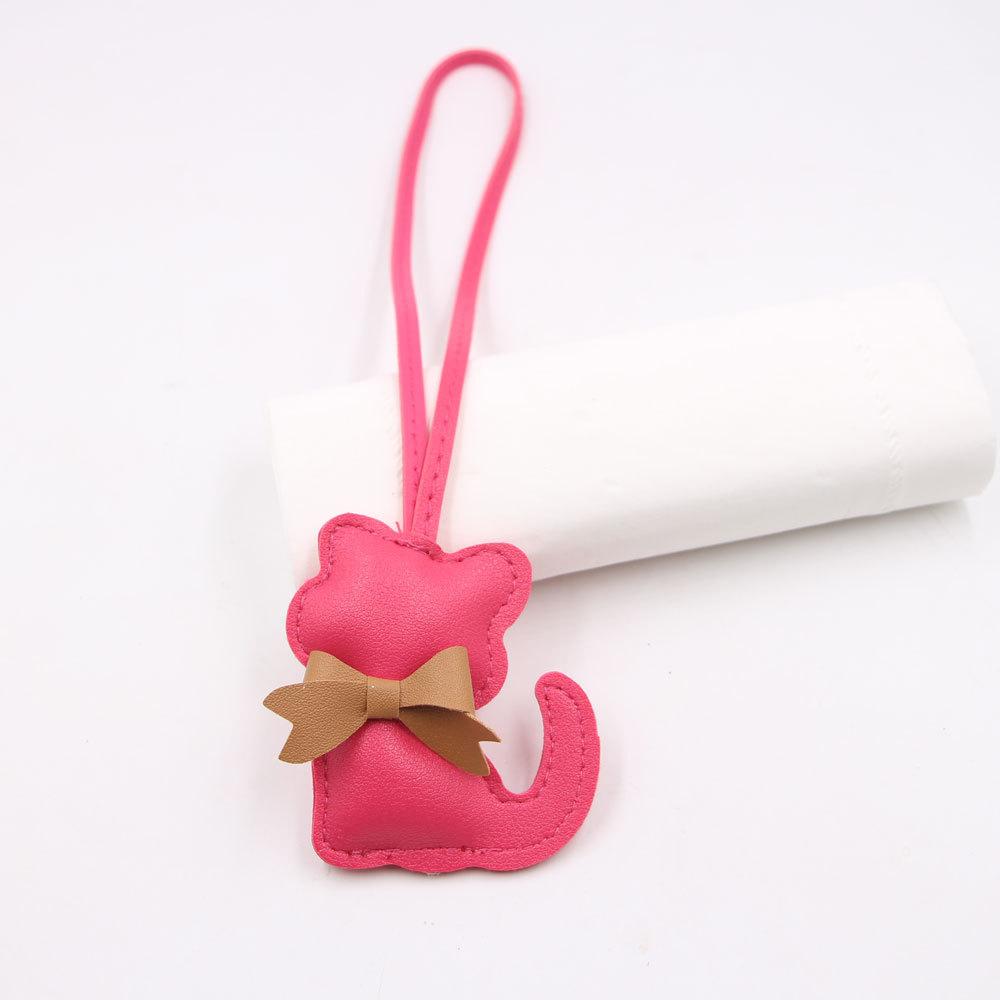 Personalized Bow Bow Cat Leather Lanyard Pendant Luggage Tie Pendant Kitten Cute Bag Charm