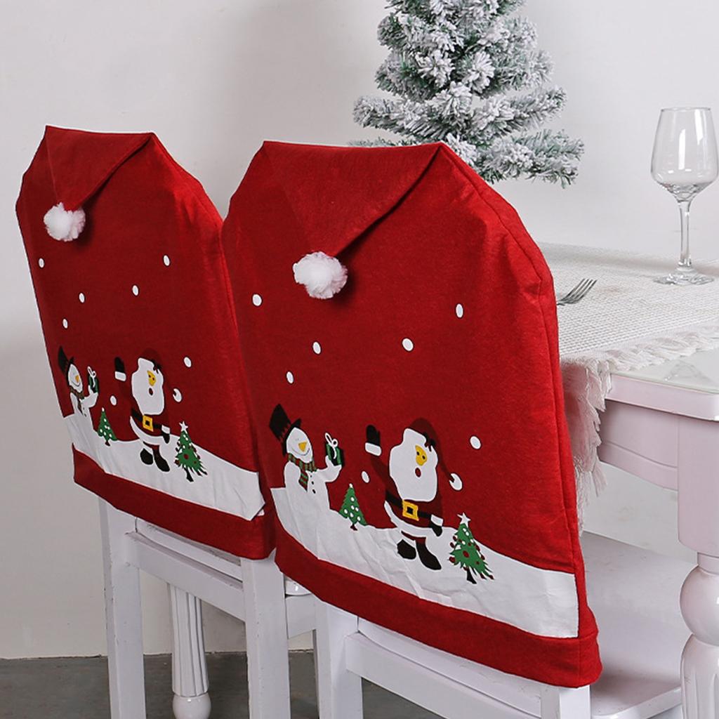 Santa Figure Fabric Chair Cover Smooth Universals Size for Dining Living Room Christmas Decoration
