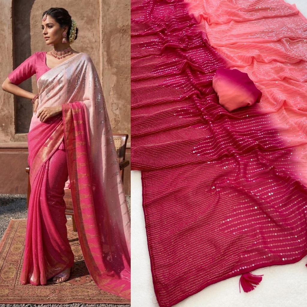Luxury Sparkle Edit – Faux Georgette Designer Saree