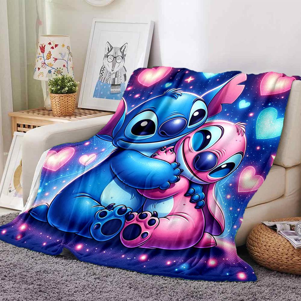 Stitch Friendship Flannel Blanket Super Soft Warm Cozy Blanket For Sofa Bed Office Travel Allseason Home Decor Gift