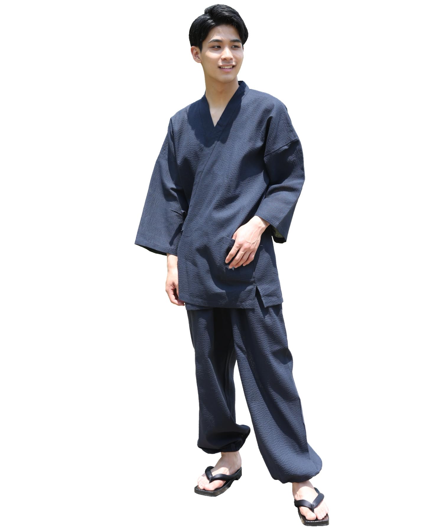 

МУЖСКОЙ КОМПЛЕКТ САМУЭ ON NISHIKI ИЗ 100% ХЛОПКА, Ткань Шиджира, Прохладный (2: Темно-синий/M/0810)