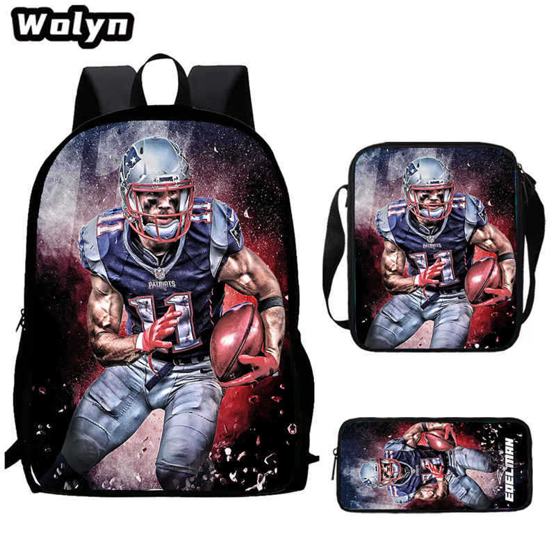 Football football 16 inch meal bag satchel three-piece pattern primary school backpack